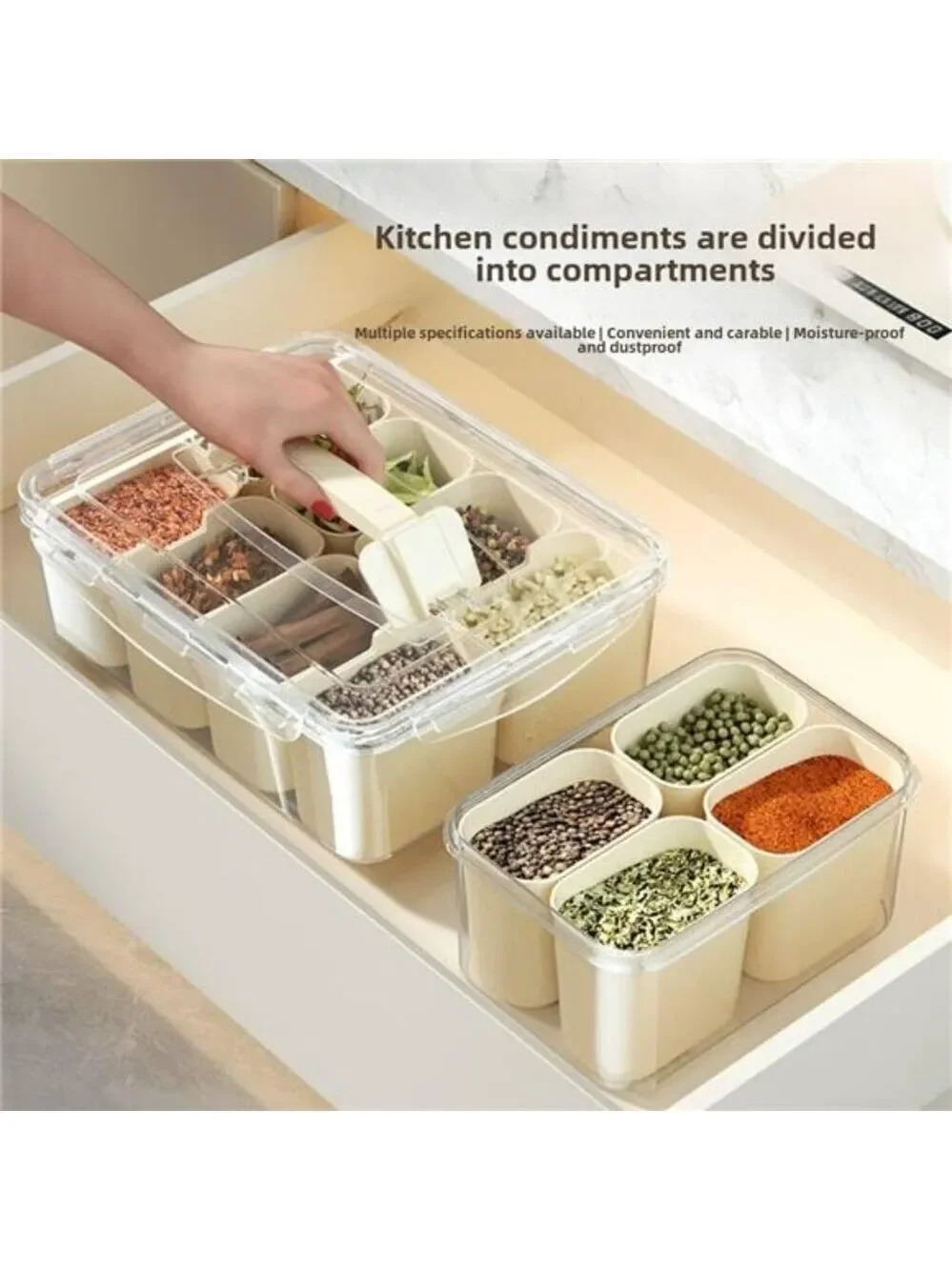 Kitchen storage container with 8 partition boxes airtight seasoning snack fruit